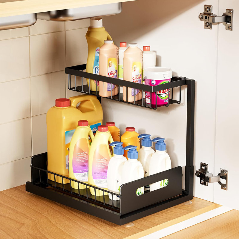 Under Sink Organizer 1 Pack Pull Out Cabinet Organizer Shelf Kitchen Bathroom Organizers And Storage With Sliding Drawer Storage Shelves Storage And